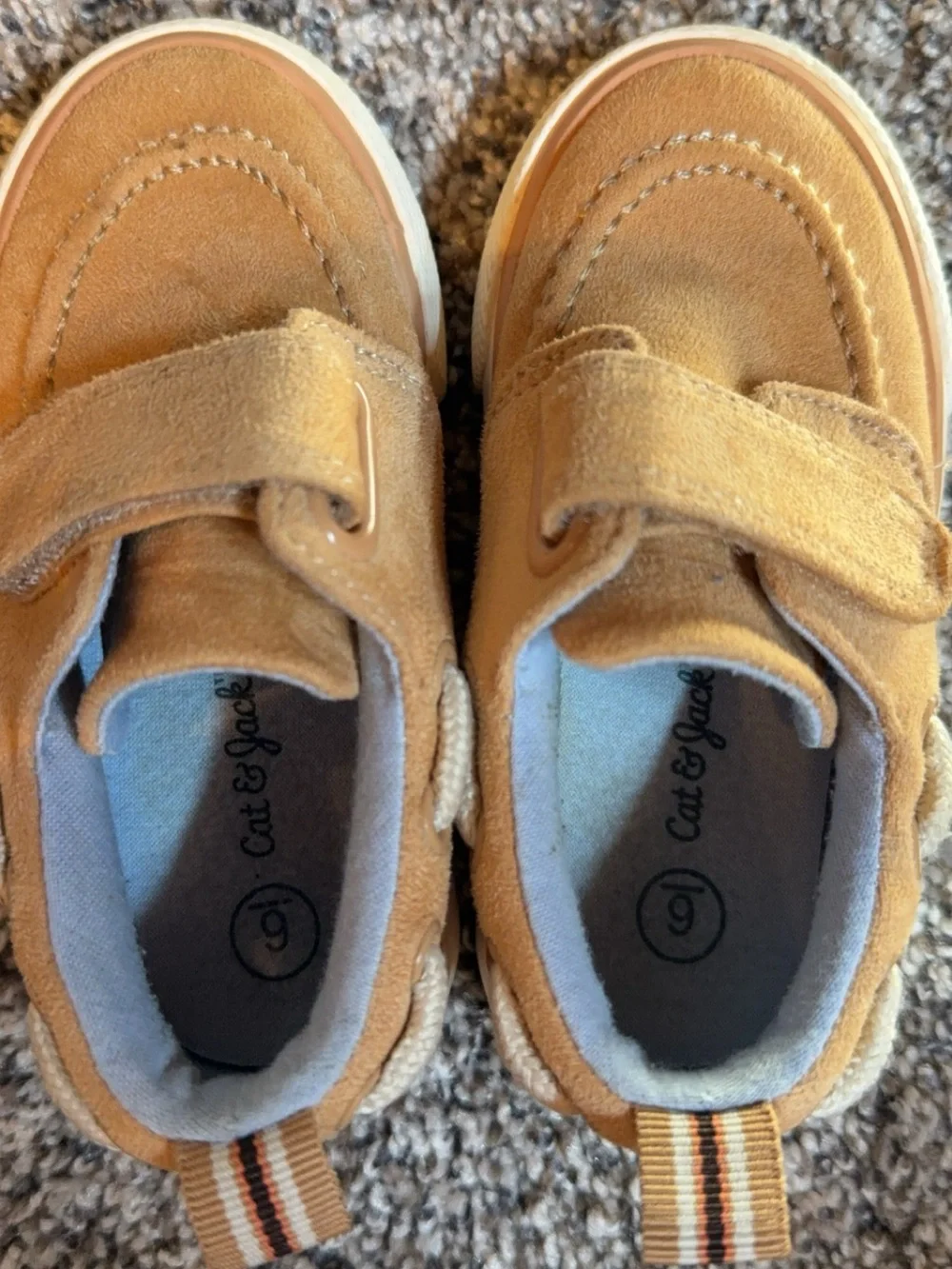Cat & Jack Tan Suede Sneakers and Brown Strap Sandals Set